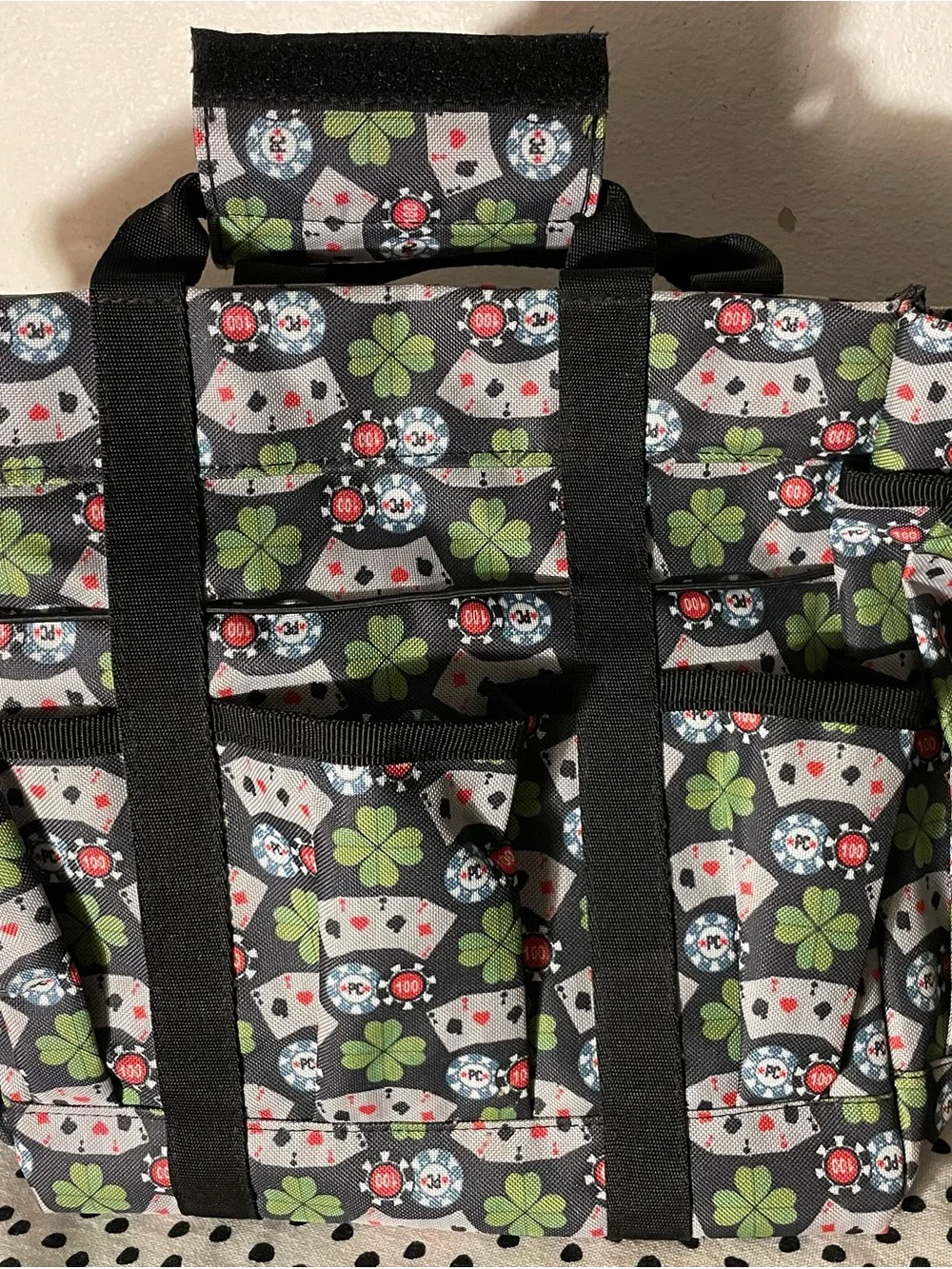 Black Storage Bag with Poker Print